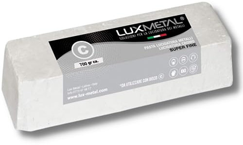 Lux Metal - Pate A Polir Abrasive S Fine Blanc 700 g De Polissage Metal Acier Inox Alu Pour Aluminium Laiton Nettoyage Cuivre Or Argent Polish Chrome Plexiglass Resine Epoxy Plastique Couteau