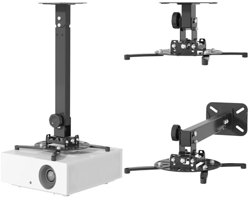 JOY worker Universal Projector Ceiling Mount Wall Bracket Holder Fits Flat or Sloped Ceiling Height Adjustable with Extendable Arms for Home and Office Projector