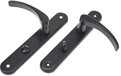 Aqbau® Set de poignées de porte avec plaque longue, poignée de porte, poignées de porte, ferrure de porte (portes de toilette)