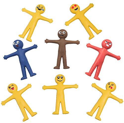 MVS WHOLESALE Smiley-Herren-Spielzeug, dehnbar, für Partytüten, Pinata-Preise, Goody Bags und Tortenaufsätze, mehrfarbig, 100 Stück