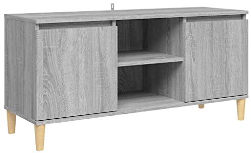 vidaXL Mobile TV Gambe in Legno Massello Grigio Sonoma 103,5x35x50 cm