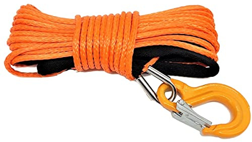 Cuerda de cabrestante naranja AIR102 con gancho, 5 mm, 2,5 t, 15 m, cuerda de plástico, cabrestante, ideal para UTV, ATV, Quad Offroad, 4x4 SUV
