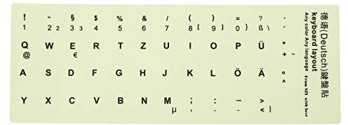 SOLUSTRE Deutsche Tastaturaufkleber Leuchten im Dunklen Laptop- Computer- Ersatz- Tastaturaufkleber für Notebook- Desktop- Tastaturen