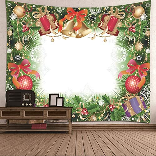 BYCILA Weihnachten Wandbehang Aussen Wanddecke Anime Bowknot Bells Und Weihnachtskugeln Wandbehang Zum Bemalen Wanddekoration Garten Grün Weiß Rot Weihnachtsdekoration 300X260Cm