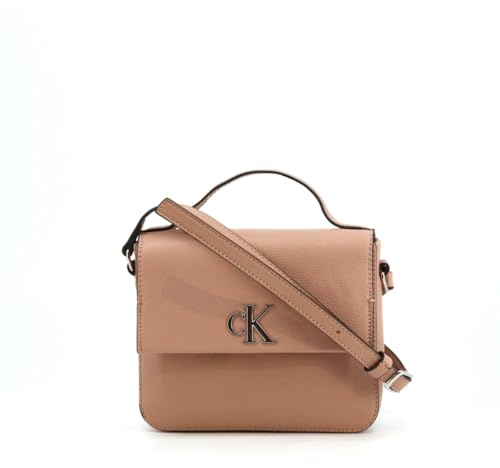 Calvin Klein Umhängetasche Handtasche CKJ Minimal Monogram Boxy Flap Crossbody Bag 19 Cafe Au Lait altrosa