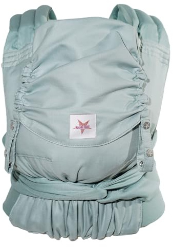 KOKADI Babytrage TaiTai Just Mint (Babysize) – Ergonomisch, sicher & kuschelweich, handgefertigt aus 100% Bio-Baumwolle – Ab Geburt bis 15 kg, perfekt für größere Eltern und Babys – Türkis