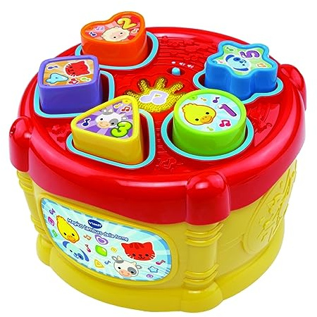 VTech Il Magico Tamburo delle Forme, Tamburo Musicale per Bambini, Giocattolo con 5 Forme, Strumento Musicale Interattivo con 3 Canzoni e 20 Melodie, Lingua Italiana, Batterie Incluse, 12-36 Mesi