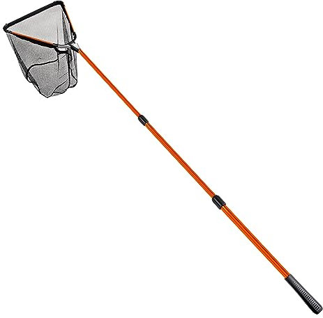 Fiblink Folding Aluminum Fishing Landing Net Fish Net with Extending Telescoping Pole Handle (Orange-Extend Length: 59-118 inches)