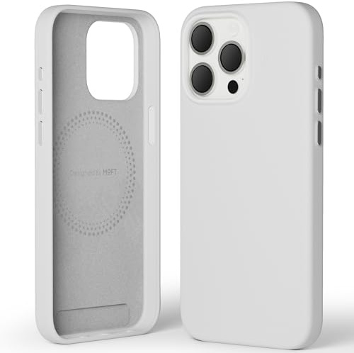 MOFT Custodia Magnetica per iPhone 15 Pro Max Compatibile con MagSafe, Custodia Telefonica in Pelle Vegana MOVAS, Touch Sensation, Resistente a Graffi e Macchie, Facile da Pulire, Grigio Nebbia
