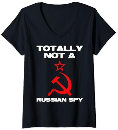Totalmente non una spia russa - Falce e martello - Divertente, sarcastico Maglietta con Collo a V
