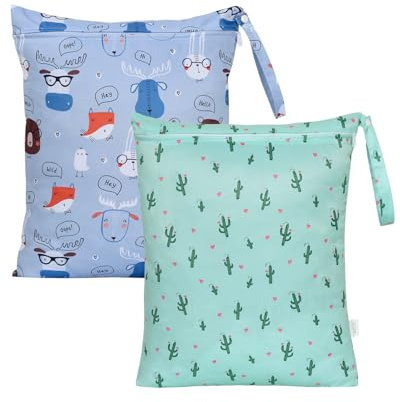 OTraki 2 Stück Wetbag Kindergarten, 40X50cm Nasstasche Windel Taschen Schwimmsachen Nassbeutel Nasse und Trocken Wickeltasche Wasserdicht für Kleinkind Reisen Gym Strand Pool | Nasstasche Wäschebeutel Nassbeutel Windeltasche Kleinkind Windeln Reisen Gym Strand Pool Schwimmen Sport Praktisch Langlebig