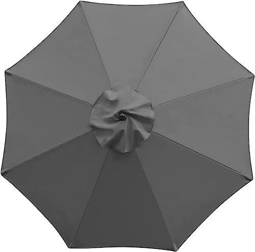 GeRRiT Sonnenschirm Ersatzbezug 3m 6/8 Streben, UV-Schutz Ampelschirm Bezug, Wasserdicht Schirmbezug Sonnenschirm Ersatzteile für Balkon, Garten, Pool und Strand,Grey-8 Streben