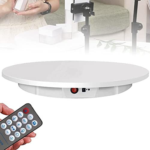 Großer drehbarer Präsentationsständer mit Fernbedienung, weißer elektrischer Drehteller für Produktfotografie, Foto-Kurzvideos, Panoramabilder, motorisierter 360-Grad-Plattform-Drehteller,White-42cm