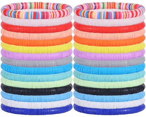 LEGENTLISUR 30 Stück 15 Farben Adrette Armbänder Perlen Armband Sommer Strand Armband Stretch Armband Geschenk für Frauen Sommer Schmuck(Bunt)