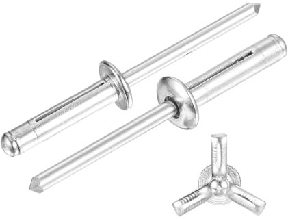 sourcing map Aluminiumnieten mit rundem Kopf, 3/16 x 3/4 Zoll, Tri-Grip-Nieten, Sortiment, Glühbirnen-Stil, Nieten für Heimwerker, Blech, Autoreparaturen, Möbel, Boote, 60 Stück (Silber)