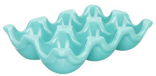 WATIIFUFU Portauova Contenitore per Uova da Frigorifero in Ceramica 6 Scomparti Organizer per Uova di Gallina Verde per Cucina e Conservazione in Frigorifero