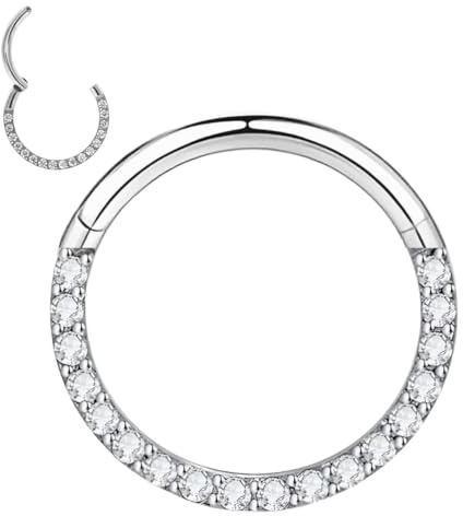 Medinah 16G Titanium Nasenpiercing Septum Piercing – Universal Scharniersegment für Septum, Nase, Lippe, Ohr – Gauge 1.2mm –nostril Piercing in Gold, Silber & Rosegold (Silber, 1,2mm | 12mm)