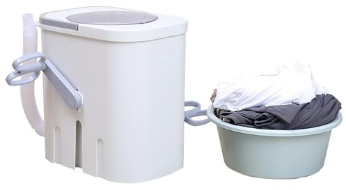 Manuelle Handwaschmaschine, tragbare Waschmaschine mit Ablaufschlauch, kein Strom erforderlich, manuelle Handkurbel, kompakte Waschmaschine, effizientes Waschen, für Camping, Wohnungen, Wohnmobil
