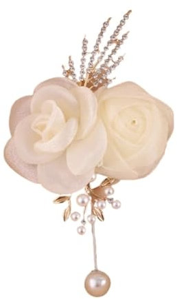 Braut Handgelenk Korsage 4 Stück Rosen-Handgelenk-Ansteckblumen-Set, Hochzeit, Braut-Handgelenk-Blumen-Ansteckblume, Handblume, Abschlussball, Cocktail-Party, Ansteckblume, Ansteckblume(Beige Boutonni