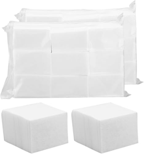 1000 Stück quadratische Nageltücher mit 1 Spenderflasche transparent 3 ml, Nägel Stempel, Zellulose aus Baumwolle, fusselfrei, Gel-Nagellackentferner, Reinigungstücher, Nail Art Tücher