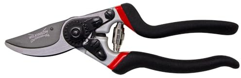Wilkinson Sword Bypass Pruner, Angled Head, Graphite Non-Stick Coated Blades, Dual Textured Grip (Angled - Bypass)