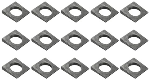 PATIKIL 15 Piezas Arandelas Cuadradas Biseladas, M27x50mm Arandelas Cuadradas Biseladas Placa De Soporte De Cojinete Almohadilla Plana Espaciador Para Pernos De 27mm Fijador Tuerca, Negro