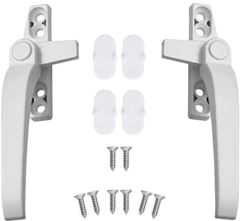 Bulivora 2-Pack UPVC Window Handles - Universal Replacement Handles with Keys, White Locking Handles for PVC Windows, Left & Right Fitting