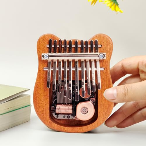 10-Tasten-Sapele Wood Kalimba-Daumenklavier mit Metallschlüssel, Tragbarem Instrument für Reisen, Lernen und Spielen mit Musikboxmechanismus, Ein Großartiges für Musikliebhaber, Anfänger, Anfänger