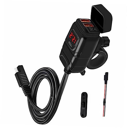 FOYTOKI Cargador De Coche USB para Moto Cargador Rápido Dual para Motocicleta con Interruptor para Viajes Moto
