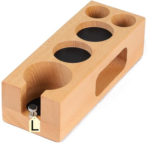 EFUTURETIME Tamper Station Holz für 58mm Siebträger, Höhenverstellbare Espresso Tamping Station 58mm für Barista, Familie, Bar