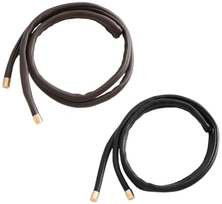 Homoyoyo 2stücke Leder Haarseil Pferdeschwanzhalter Sicherer Verstellbar Schwarzes Und Dunkelbraunes Haarband Für Damen Vielseitiges Haar Accessoire Und Modisches Armband
