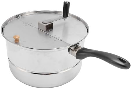 Oreilet Stainless Steel Popcorn Popper, Stovetop Popcorn Machine with Hand Crank, Hand Operated PopcornMaker Delicious Homemade Movie Theater PopcornPot