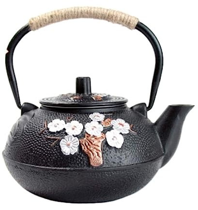 NESPIQ Teiera per Casa Cucina Teiera da 20,2 Once / 0,6 Litri Teiera in Ghisa Senza Rivestimento Teiere Giapponesi Bollitore da tè Come Decorazione per La Casa O La Cucina