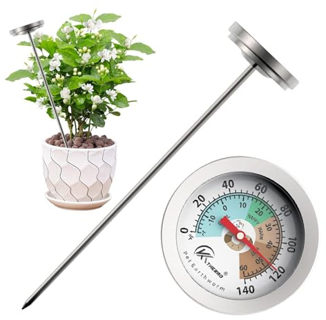 Jordtermometer för trädgårdsskötsel-7 tum marktemperaturmätare, lättläst trädgårdstermometer, exakt jordvård gräsmatta termometer, kompost, p