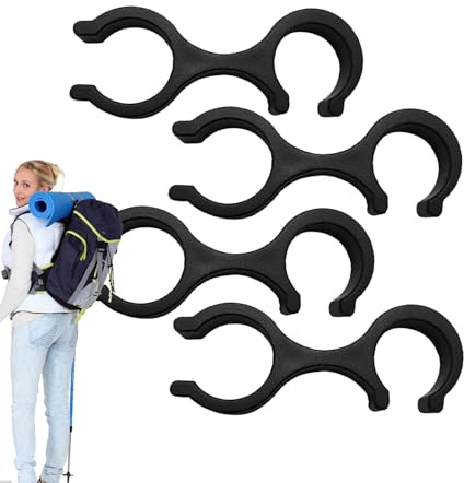 4 Stück Ersatzschnallen für Trekkingstöcke, hochwertige Wanderstöcke Clips, Wanderstock Zubehör, Stockhalter, Clip für den Außenbereich