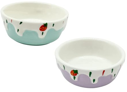 TOBBOMEY 2 pezzi Ciotole Ceramica per Piccoli Animali Vaschette Alimentazione Hamster Compatte e Resistenti Facili da Pulire Contenitori Cibo e Acqua per Roditori