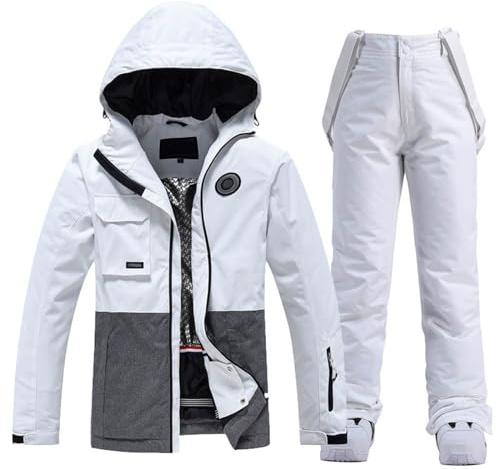 Combinaison de Ski Unie Couple Homme Femme Couleur Assortie pour Planche Double Tenue Extérieure Chaude et Épaisse Snowski Alpinisme Ensemble Pantalon Deux Pièces Veste et Pantalon Hiver Sport Neige