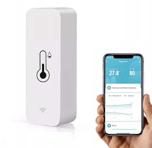 Kraslaw Temperatur- und Feuchtigkeitssensor, Zigbee, für Fernüberwachung und Smart Home, Kabelloses Hygrometer-Thermometer, Kompatibel mit TUYA, Smart Life, Amazon Alexa, Home Assistant