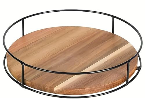 Organizador de Plato Giratorio Giratorio de 360°, Estante de Especias Lazy Susan, Bandeja Redonda de Madera de 9 Pulgadas para Cocina, encimera, gabinete, despensa, Mesa y tocador