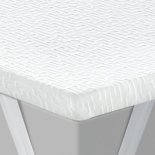 Coprimaterasso 140 x 200 cm di altezza 5 cm in schiuma di gel per materassi, letti a molle e divani letto, topper in gel con cinghie di tensione e fondo antiscivolo, spedizione in piccoli cartoni