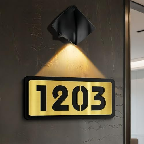 Plaque De Numéro De Maison Personnalisée En Métal, Plaque D'adresse Lumineuse En Acier Inoxydable Brossé Avec Dos Adhésif Pour Intérieur/extérieur, Plaque De Porte Gravée Pour Maison(25x11cm)