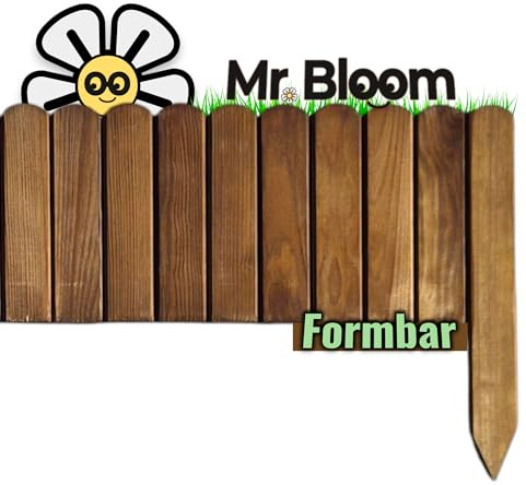 Mr. Bloom ® Beeteinfassung | Gartenzaun aus Holz | 8 Farben | Eigene Produktion | Made in EU (Kastanienbraun, 2m Länge | 40cm Höhe)