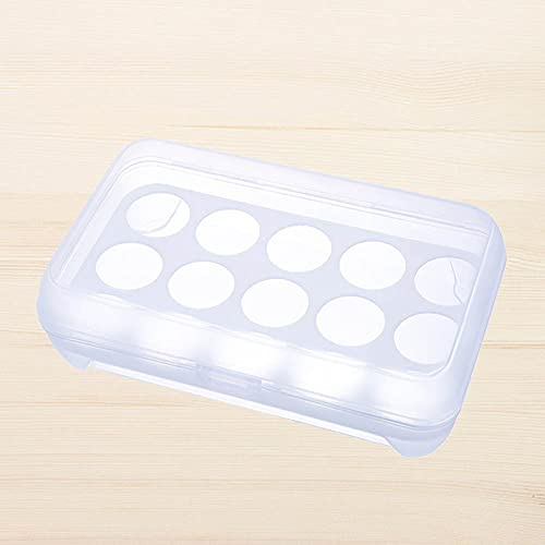 RASTKY Custodia in Plastica Ecologica per Scatola Portauova con 15 Griglie, Contenitore Trasparente per Uova con Fibbia, Organizer Portatile per Scatola per Uova, 170 G, Bianco, Verde per (WHITE)