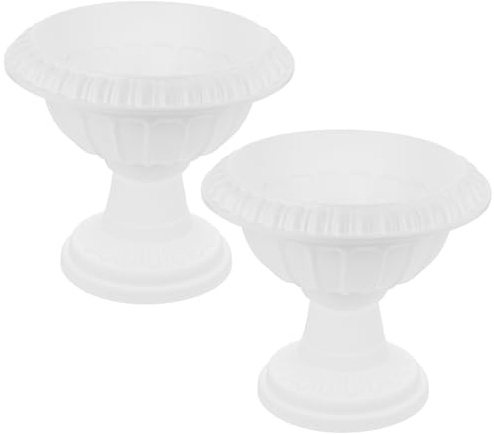 Uonlytech Roman Column Planting Pots 2pcs 30cm White Plastic Flower Pots with Drainage Holes for Indoor Outdoor Gardening Scindapsus and Home Plant Containers