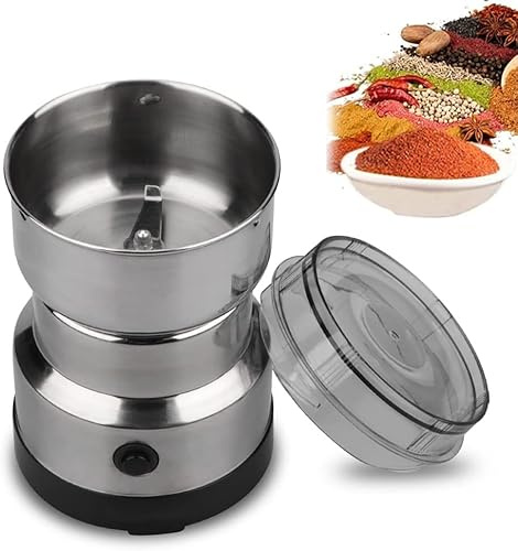 Multifunction Smash Machine, Mini Electric Coffee Grinder 4 Blades, Stainless Steel Herb Processor Multifunctional Grinding Machine for Cereals Nuts Beans Spices Beans Kitchen Accesoire-Xian