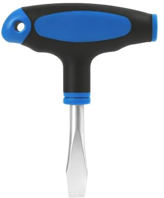 Tournevis à Fente à Poignée en T, Tête Plate de 10 mm, Poignée Plastique Ergonomique, Convient à la Réparation de Trépieds d’Appareil Photo et d’Appareils Électroniques (Bleu Noir)