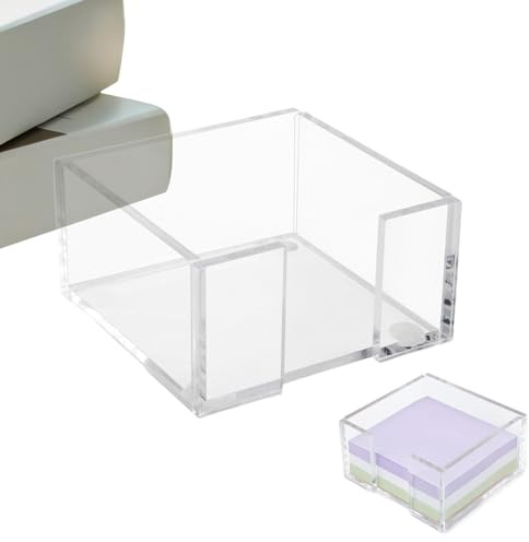Sticky Notes Holder, Portable Acrylic Clear Storage Organizer, Sticky Note Dispenser, for Office Home House Indoor Table Bedroom Classroom School College Dorm