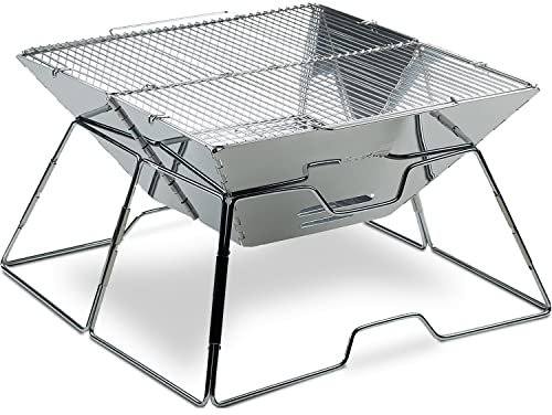 AceCamp Barbecue au charbon de bois portable pliable en acier inoxydable 1601