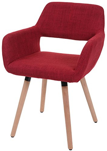 Mendler Esszimmerstuhl HWC-A50 II - Textil, Purpurrot, helle Beine | Stuhl, Küchenstuhl, Retro, 50er, Jahre, Design