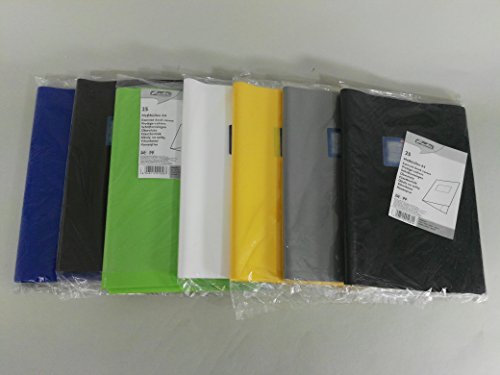 Dapo 200 x Heftumschläge A4 8 Farben je 25 Stück von Herlitz Hefthüllen mit Namenschild Baststruktur farbig Sortiert
